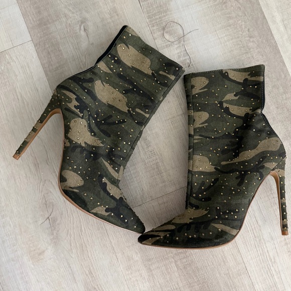 Steve Madden Shoes - Steve Madden Olive Camo  rhinestone High-Heel Boots with Black a